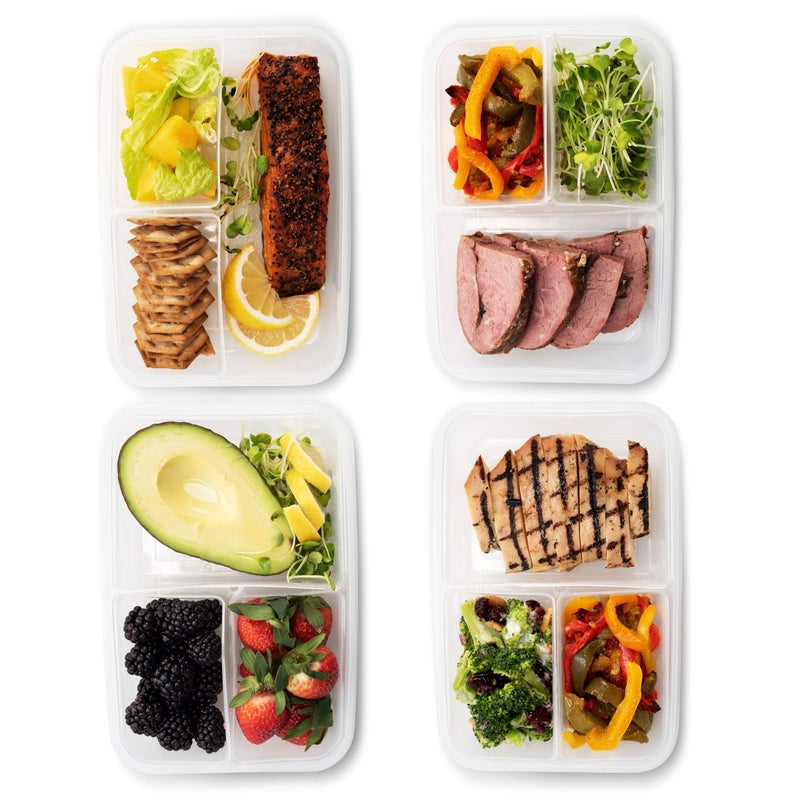 Komax Biokips Set of 5 Lunch Containers â€“ 3 Compartment Food Container for Meal Prep, Portion Control â€“ Microwave & Dishwasher Safe Bento Box Adult Lunch Container w/Locking Lid (37 oz) - Image 5